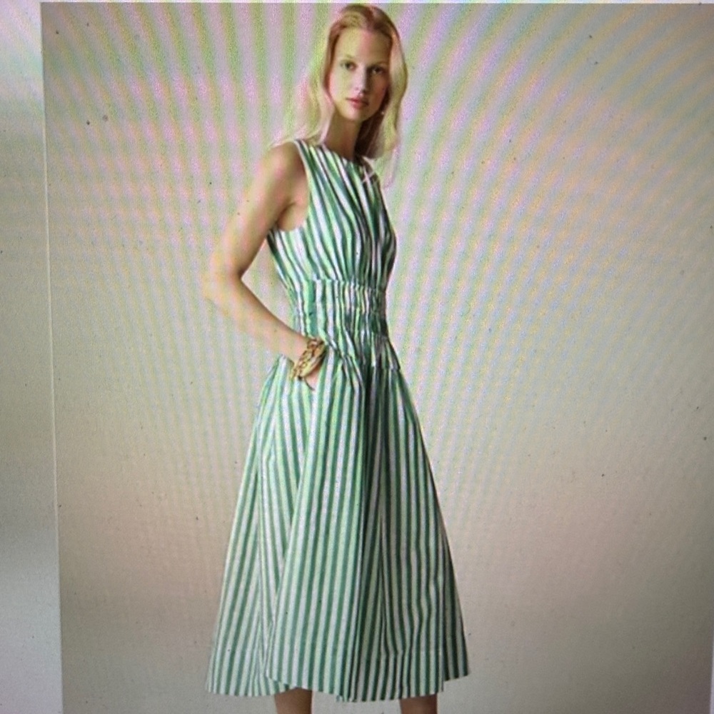 J.Crew Green and White Striped Sleeveless Dress - Picture 6 of 6